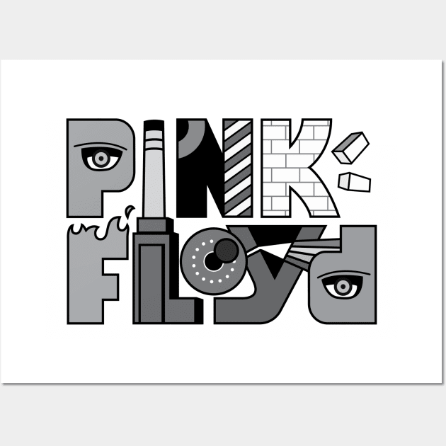 Pink Floyd Albums Logo B&W Wall Art by EVANARTT